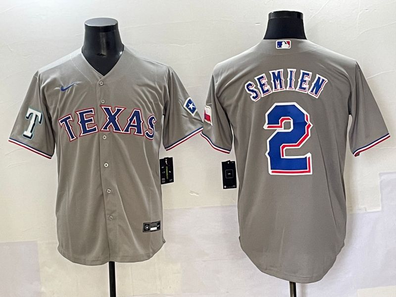 Men 2025 Texas Rangers 2 Semien Grey Game Nike MLB Jersey style 6
